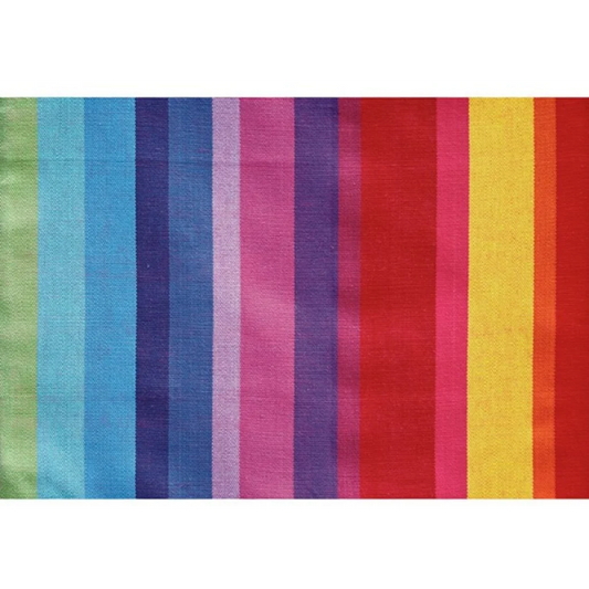Hängematte RAINBOW mit Holzstab in Gelb+Rot+Lila+Blau Muster Streifen von GLOBO Größe 130x220 cm