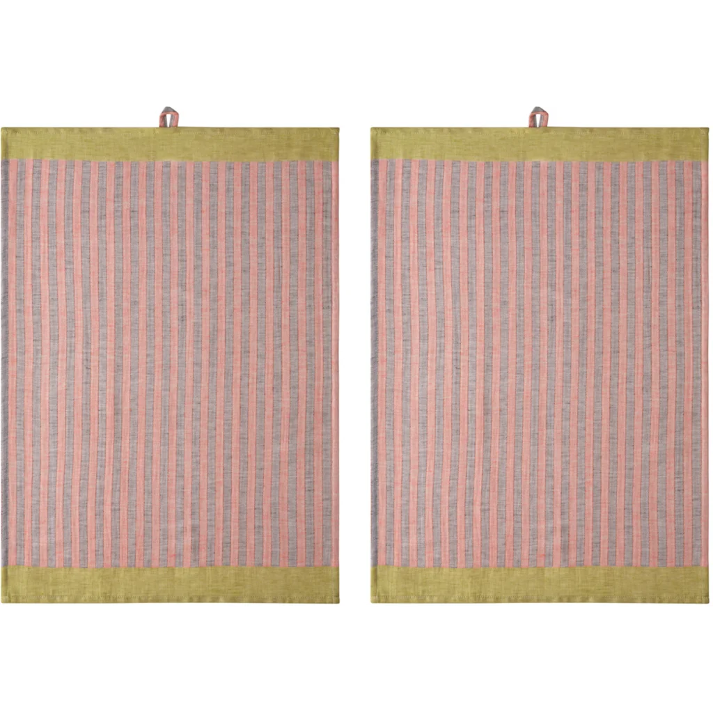 Halbleinen Geschirrtuch Streifen 2er-Pack in Orange+Ocker Orange+Gelb Muster Streifen von Proflax Größe 50x70 cm