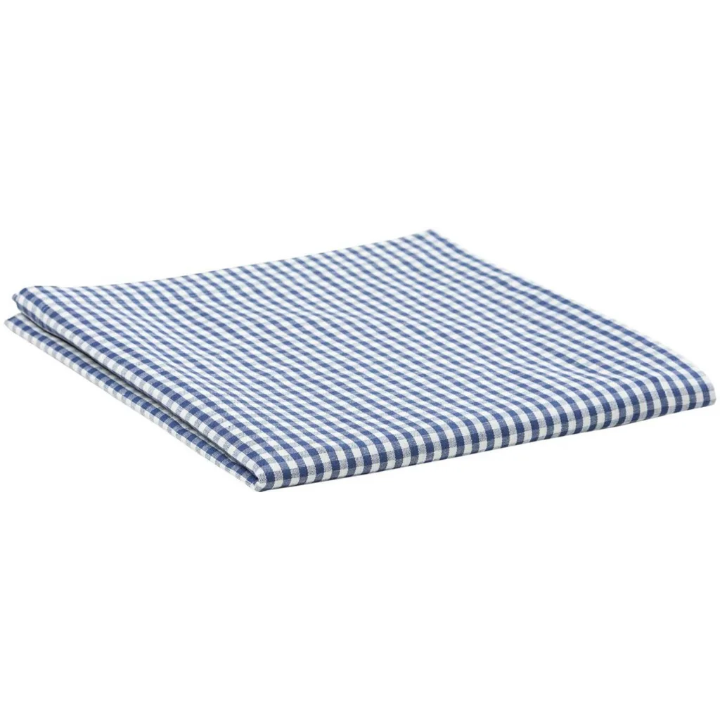 Halbleinen Tischdecke Karo in Weiß+Blau Muster Karo von Erika Vaitkute Größe 140x140 cm