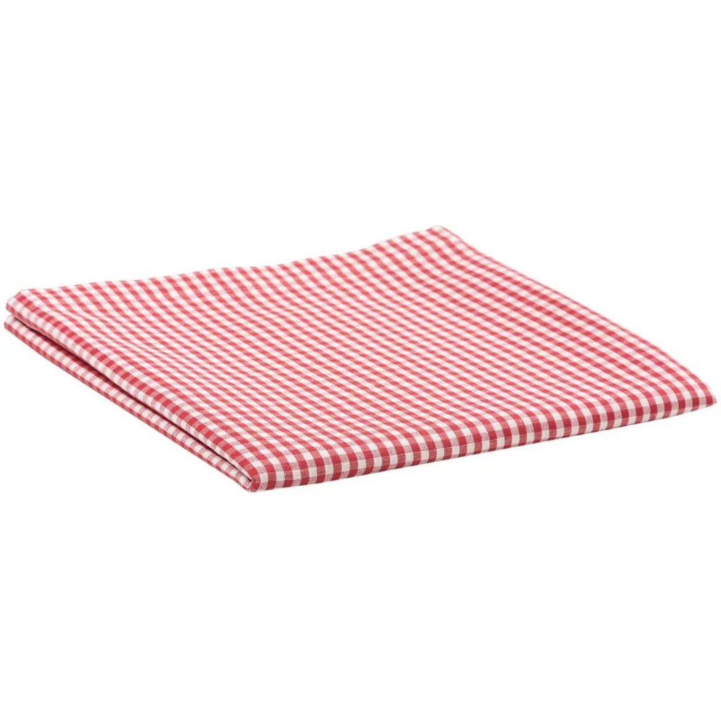 Halbleinen Tischdecke Karo in Weiß+Rot Muster Karo von Erika Vaitkute Größe 140x140 cm