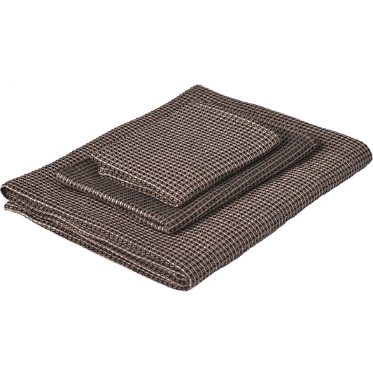 Halbleinen Waffelpiqué Gästetuch 2er-Pack in Schwarz+Beige von Erika Vaitkute Größe 35x50 cm