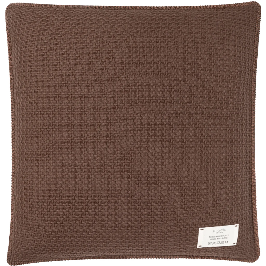 Kissenhülle in Feinstrick-Optik in Schoko Braun von Cradle Studio Größe 50x50 cm