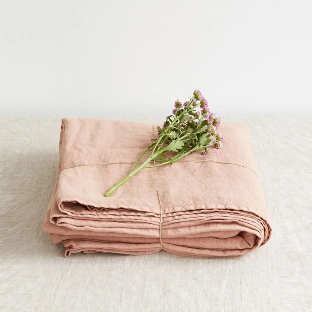 Leinen Bettlaken in Apricot Orange von Linen Tales Größe 230x270 cm