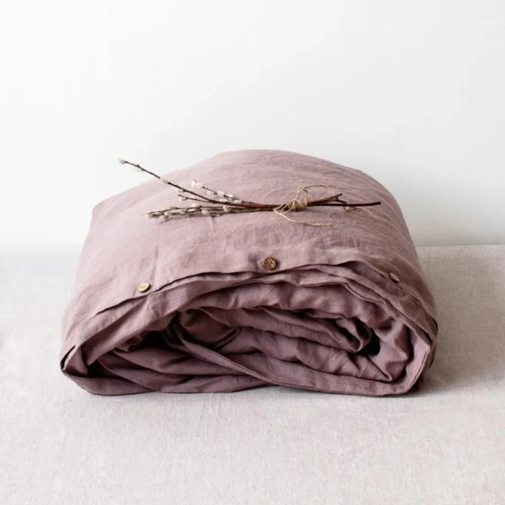 Leinen Bettwäsche Bettbezug in Altrosa Rosa von Linen Tales Größe 240x220 cm