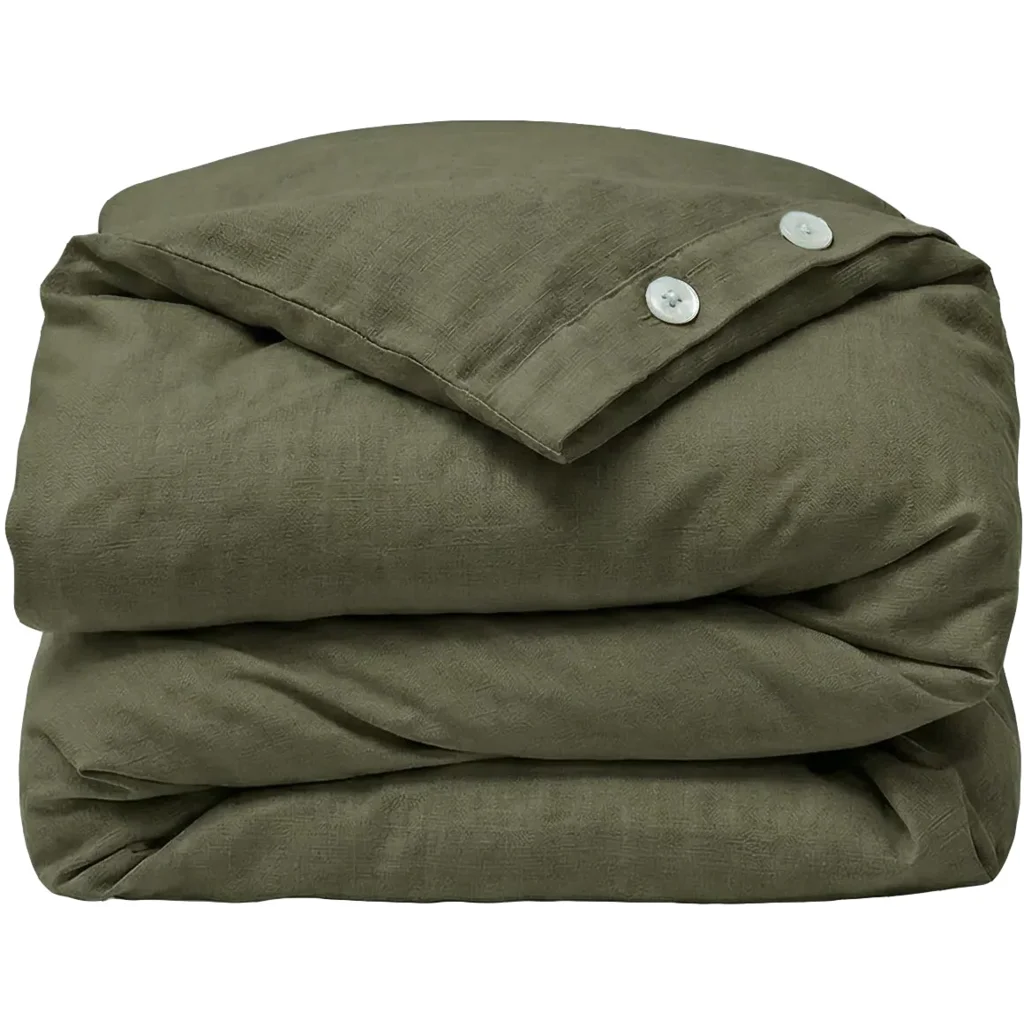 Leinen Bettwäsche Bettbezug in Khaki Grün von Erika Vaitkute Größe 155x220 cm