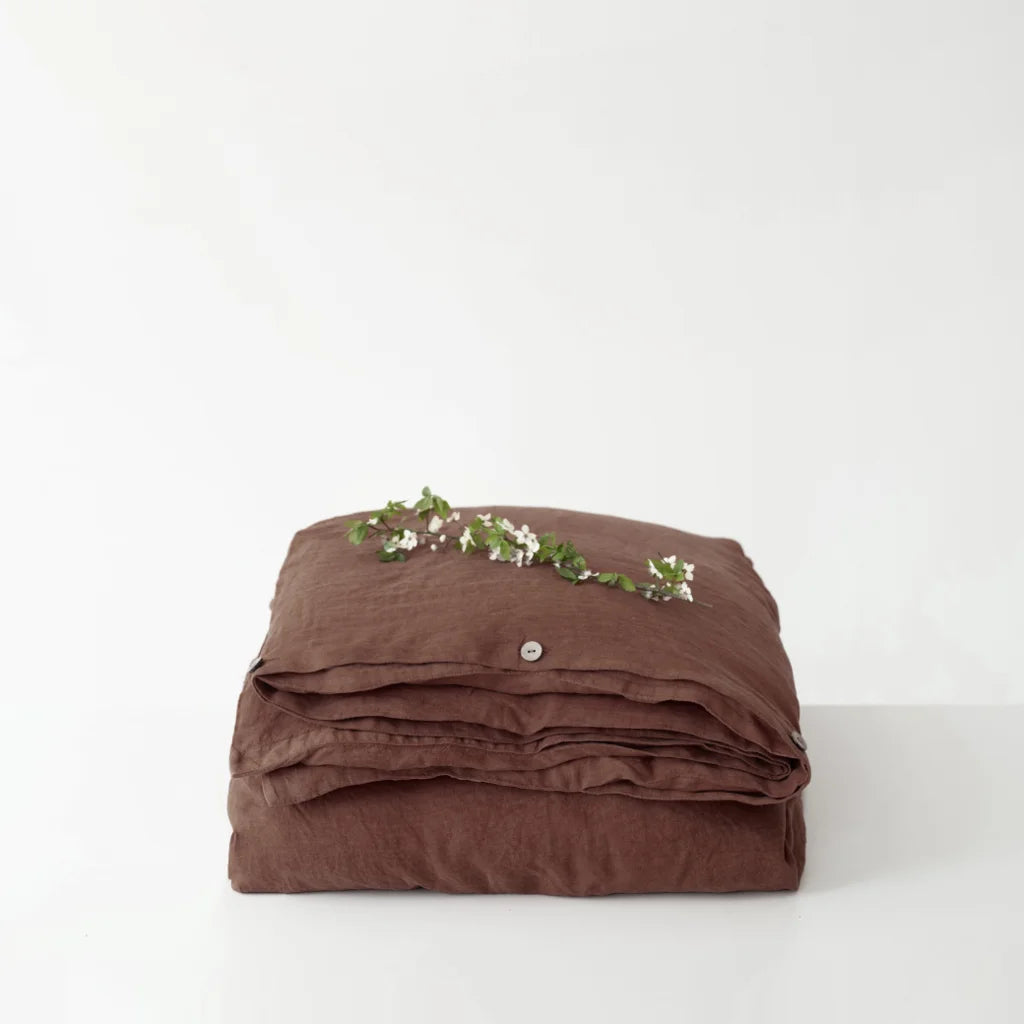 Leinen Bettwäsche Bettbezug in Schokolade Braun von Linen Tales Größe 160x210 cm