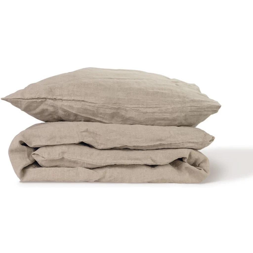 Leinen Bettwäsche Garnitur in Taupe Braun von Jean&Len Größe 135x200 + 80x80 cm