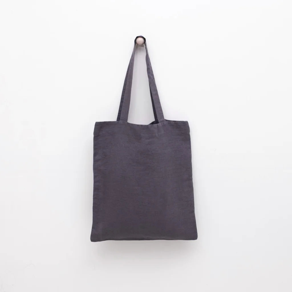 Leinen Einkaufstasche in Anthrazit Grau von Linen Tales Größe 38 cm breit+ 42 cm lang