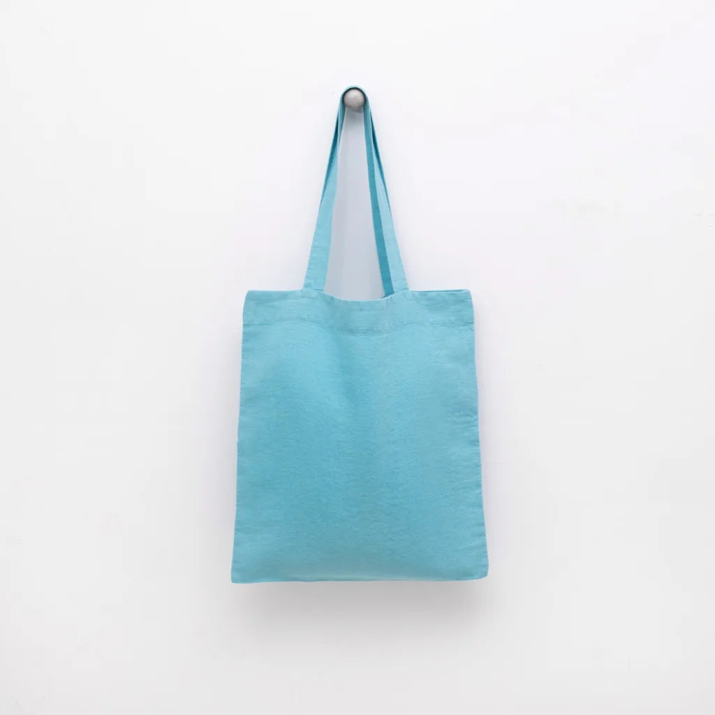 Leinen Einkaufstasche in Atlantik Blau von Linen Tales Größe 38 cm breit+ 42 cm lang