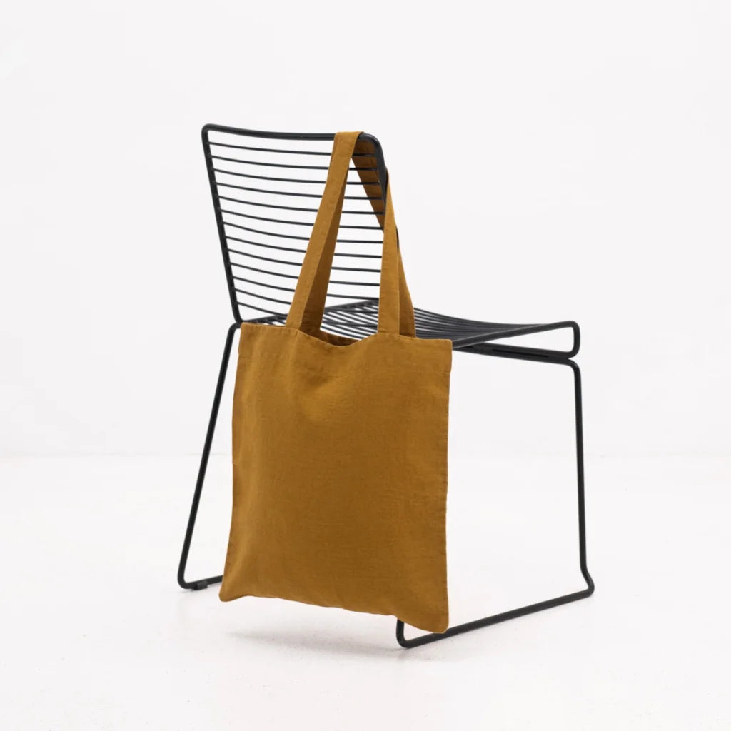 Leinen Einkaufstasche in Bronze Gelb von Linen Tales Größe 38 cm breit+ 42 cm lang