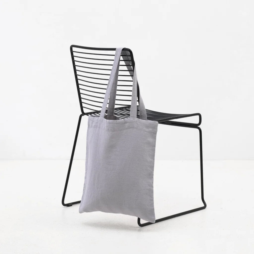 Leinen Einkaufstasche in Hellgrau Grau von Linen Tales Größe 38 cm breit+ 42 cm lang