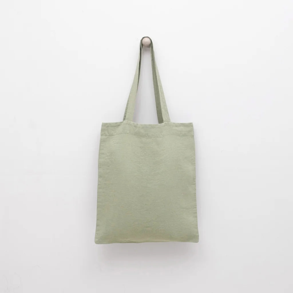Leinen Einkaufstasche in Hellgrün Grün von Linen Tales Größe 38 cm breit+ 42 cm lang