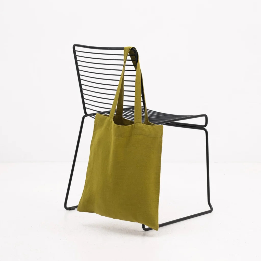 Leinen Einkaufstasche in Moosgrün Grün von Linen Tales Größe 38 cm breit+ 42 cm lang