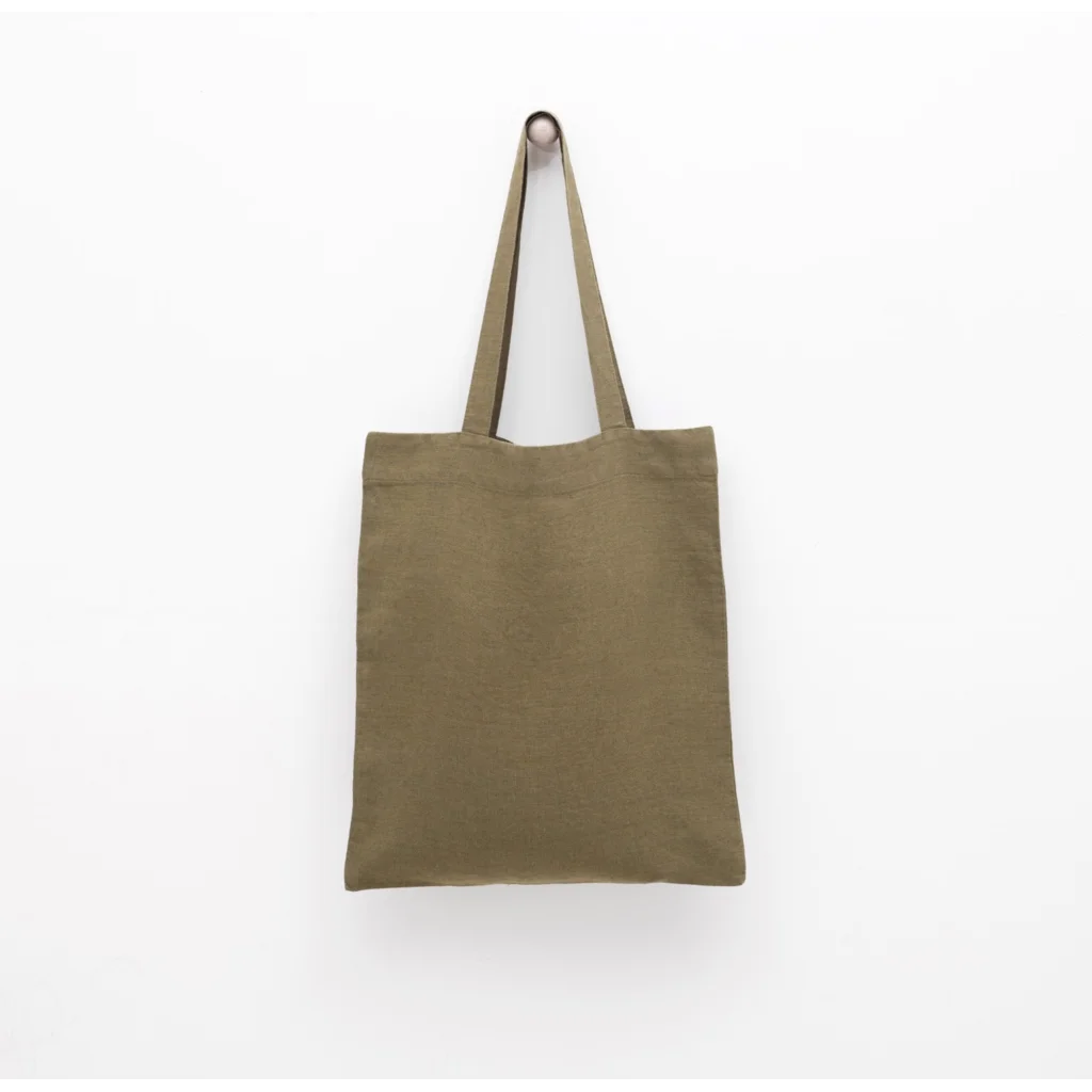 Leinen Einkaufstasche in Olive Grün von Linen Tales Größe 38 cm breit+ 42 cm lang