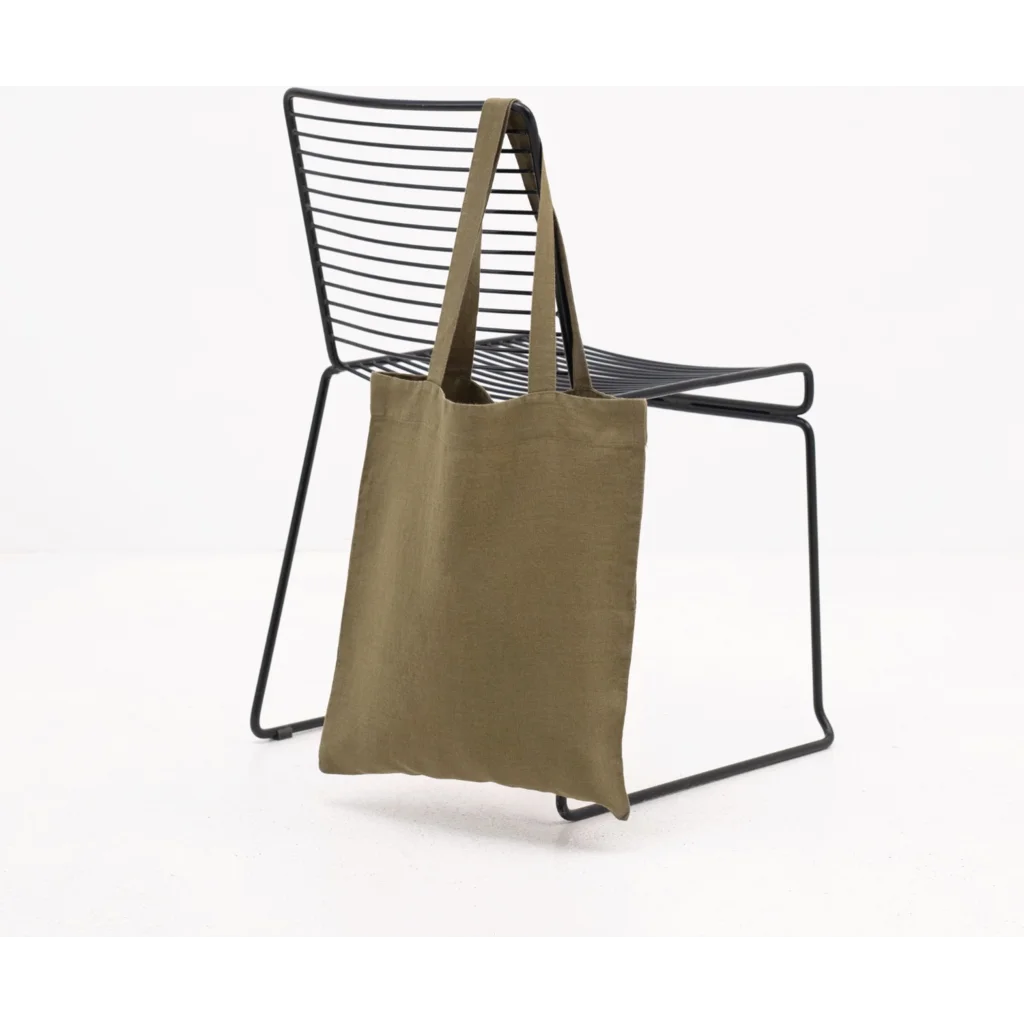 Leinen Einkaufstasche in Olive Grün von Linen Tales Größe 38 cm breit+ 42 cm lang