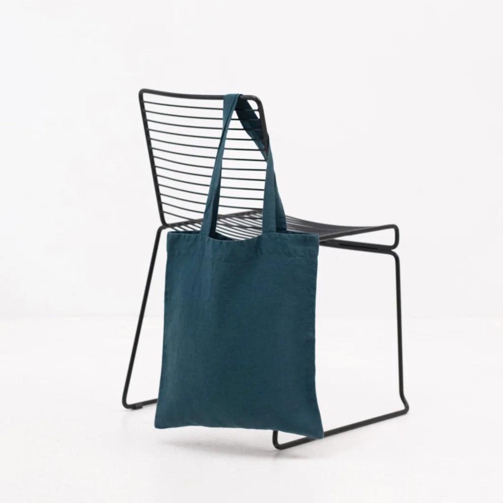 Leinen Einkaufstasche in Petrol Blau von Linen Tales Größe 38 cm breit+ 42 cm lang