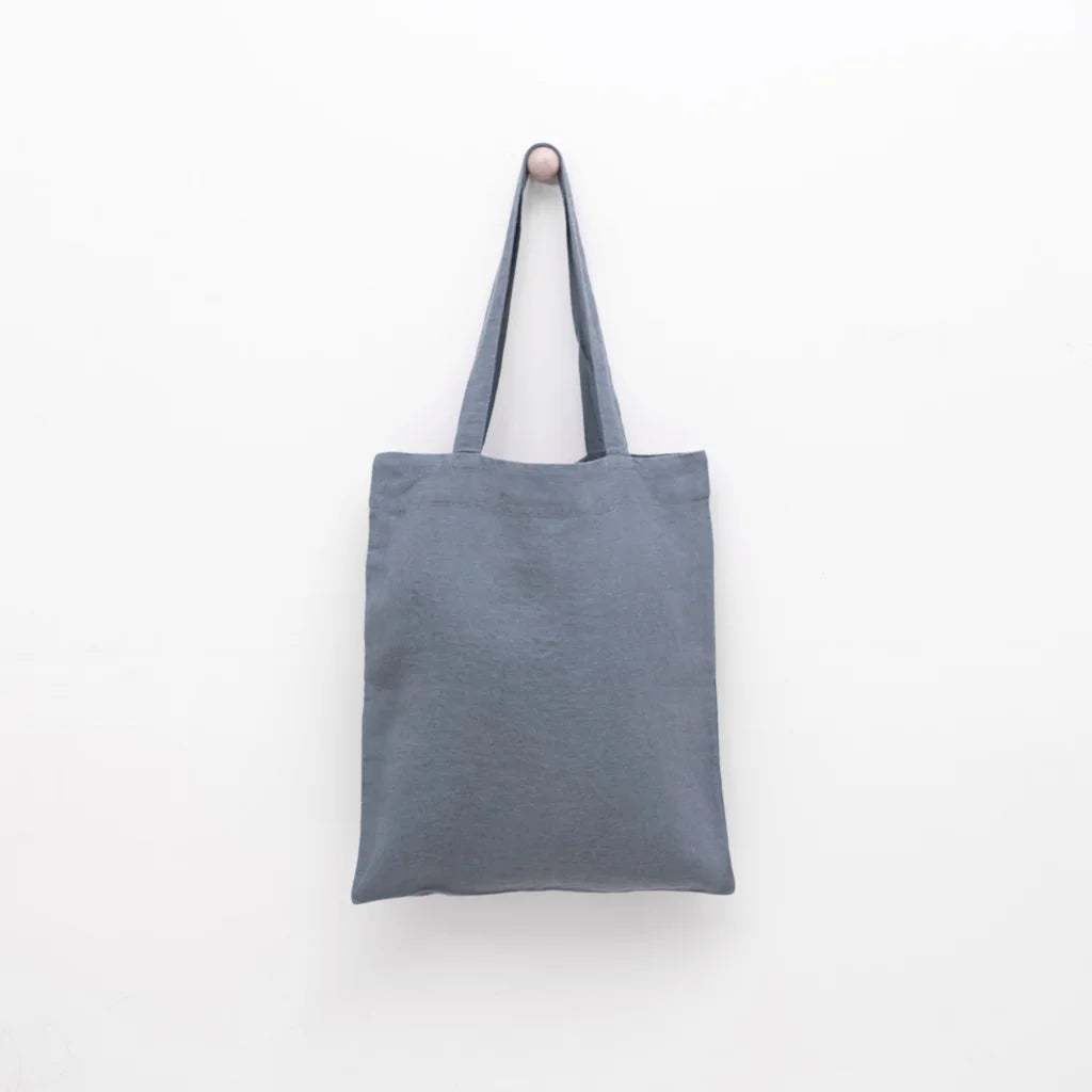 Leinen Einkaufstasche in Taubenblau Blau von Linen Tales Größe 38 cm breit+ 42 cm lang