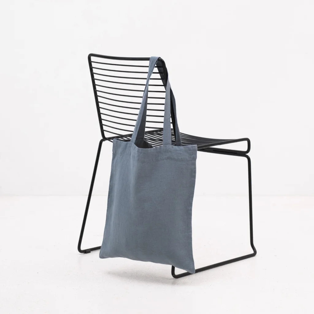 Leinen Einkaufstasche in Taubenblau Blau von Linen Tales Größe 38 cm breit+ 42 cm lang