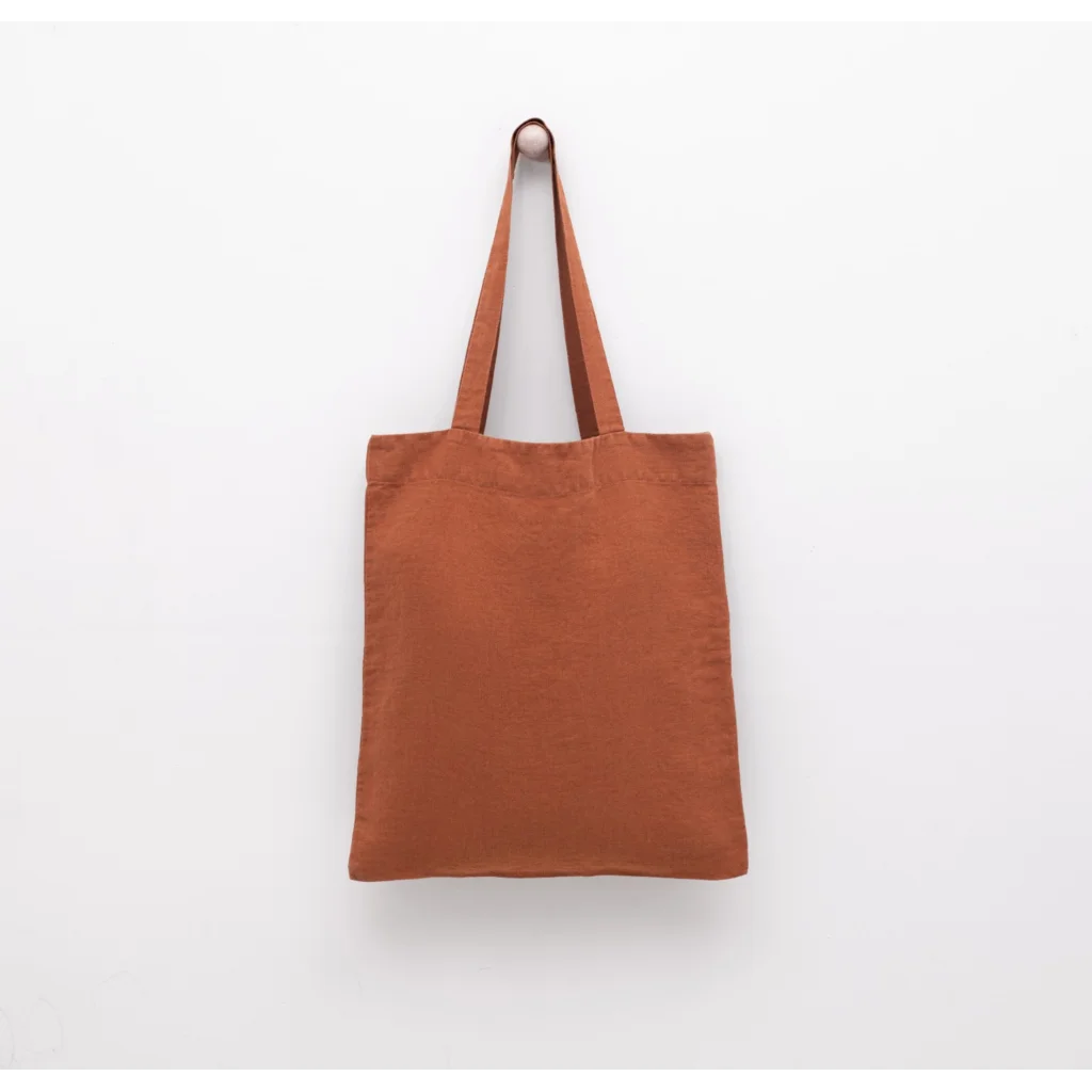 Leinen Einkaufstasche in Terra Orange von Linen Tales Größe 38 cm breit+ 42 cm lang