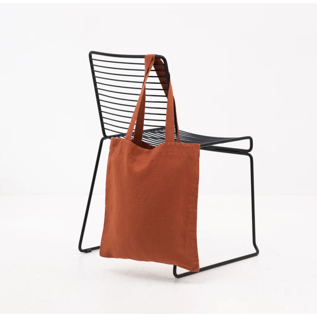 Leinen Einkaufstasche in Terra Orange von Linen Tales Größe 38 cm breit+ 42 cm lang