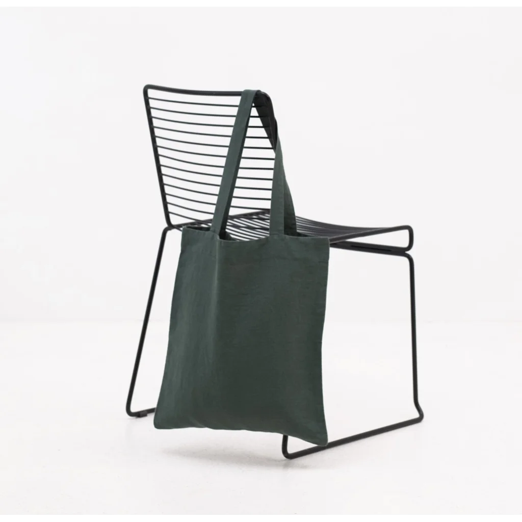 Leinen Einkaufstasche in Waldgrün Grün von Linen Tales Größe 38 cm breit+ 42 cm lang