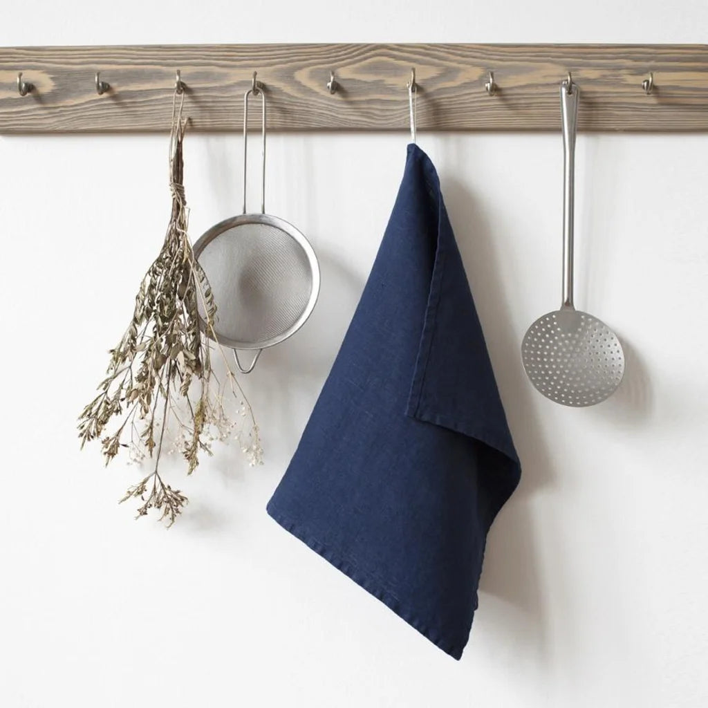 Leinen Geschirrtuch 2er-Pack in Dunkelblau Blau von Linen Tales Größe 45x65 cm