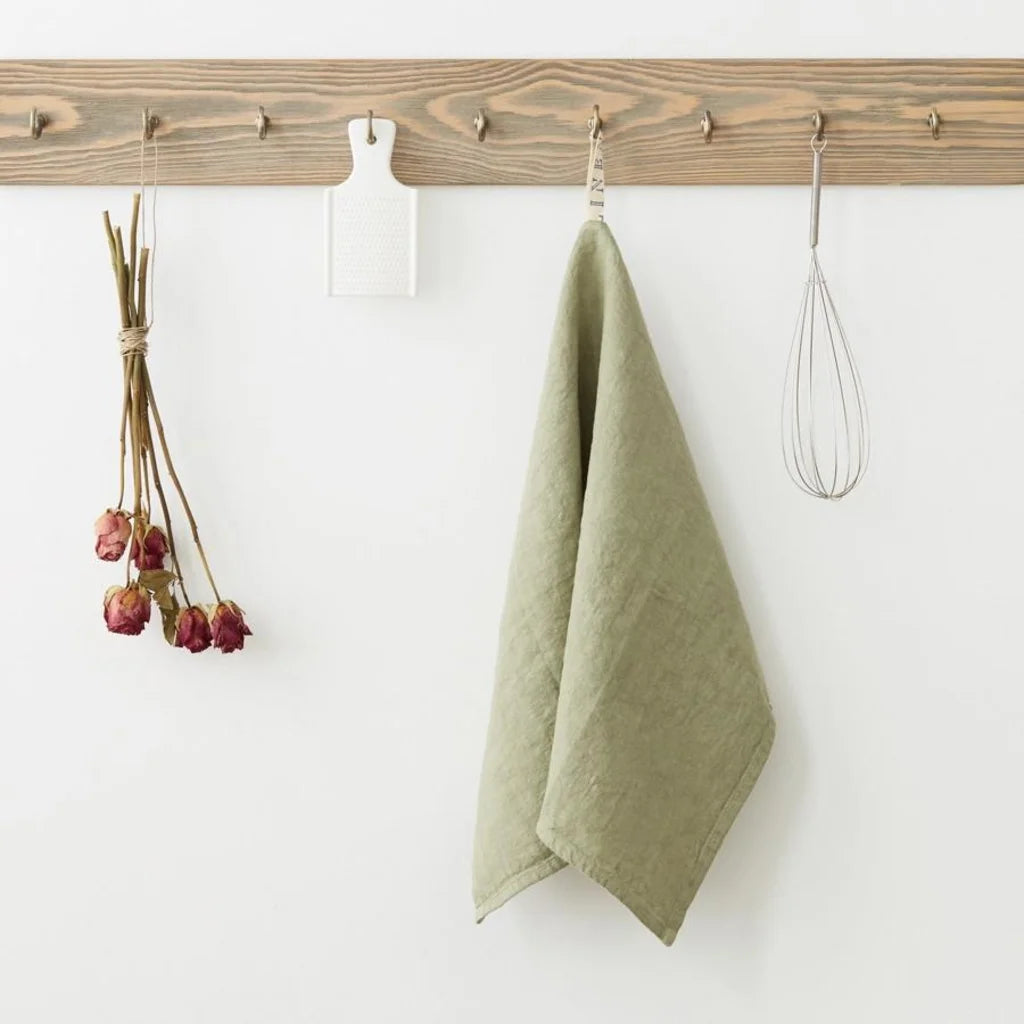 Leinen Geschirrtuch 2er-Pack in Hellgrün Grün von Linen Tales Größe 45x65 cm