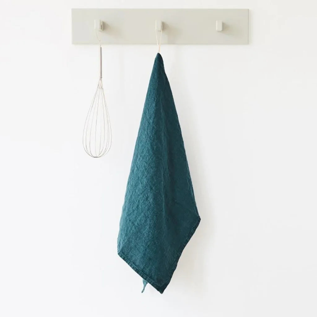 Leinen Geschirrtuch 2er-Pack in Petrol Blau von Linen Tales Größe 45x65 cm
