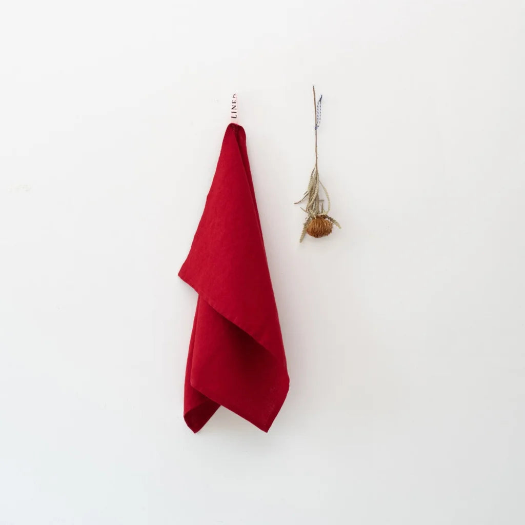 Leinen Geschirrtuch 2er-Pack in Rot von Linen Tales Größe 45x65 cm