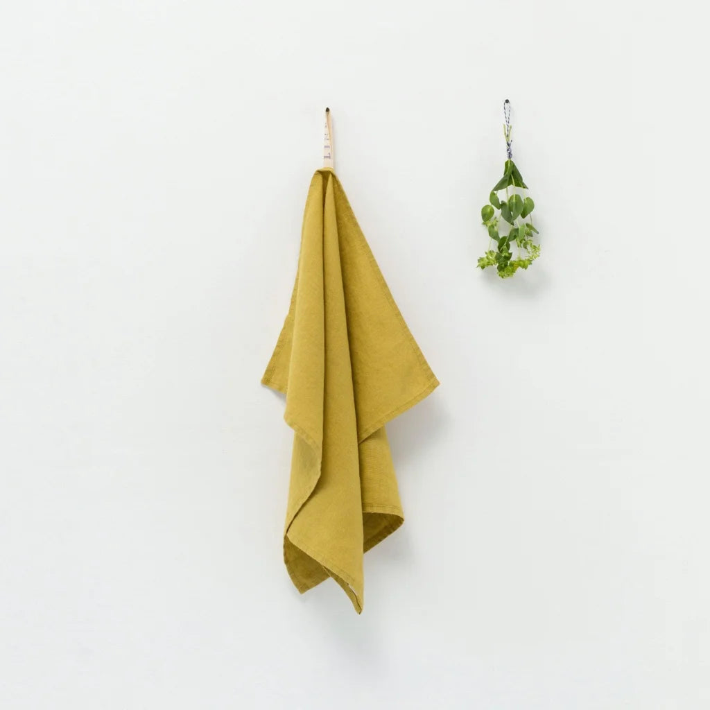 Leinen Geschirrtuch 2er-Pack in Senfgelb Gelb von Linen Tales Größe 45x65 cm