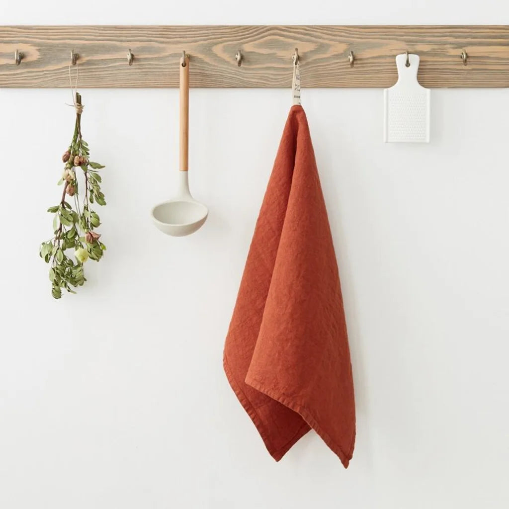 Leinen Geschirrtuch 2er-Pack in Terra Orange von Linen Tales Größe 45x65 cm