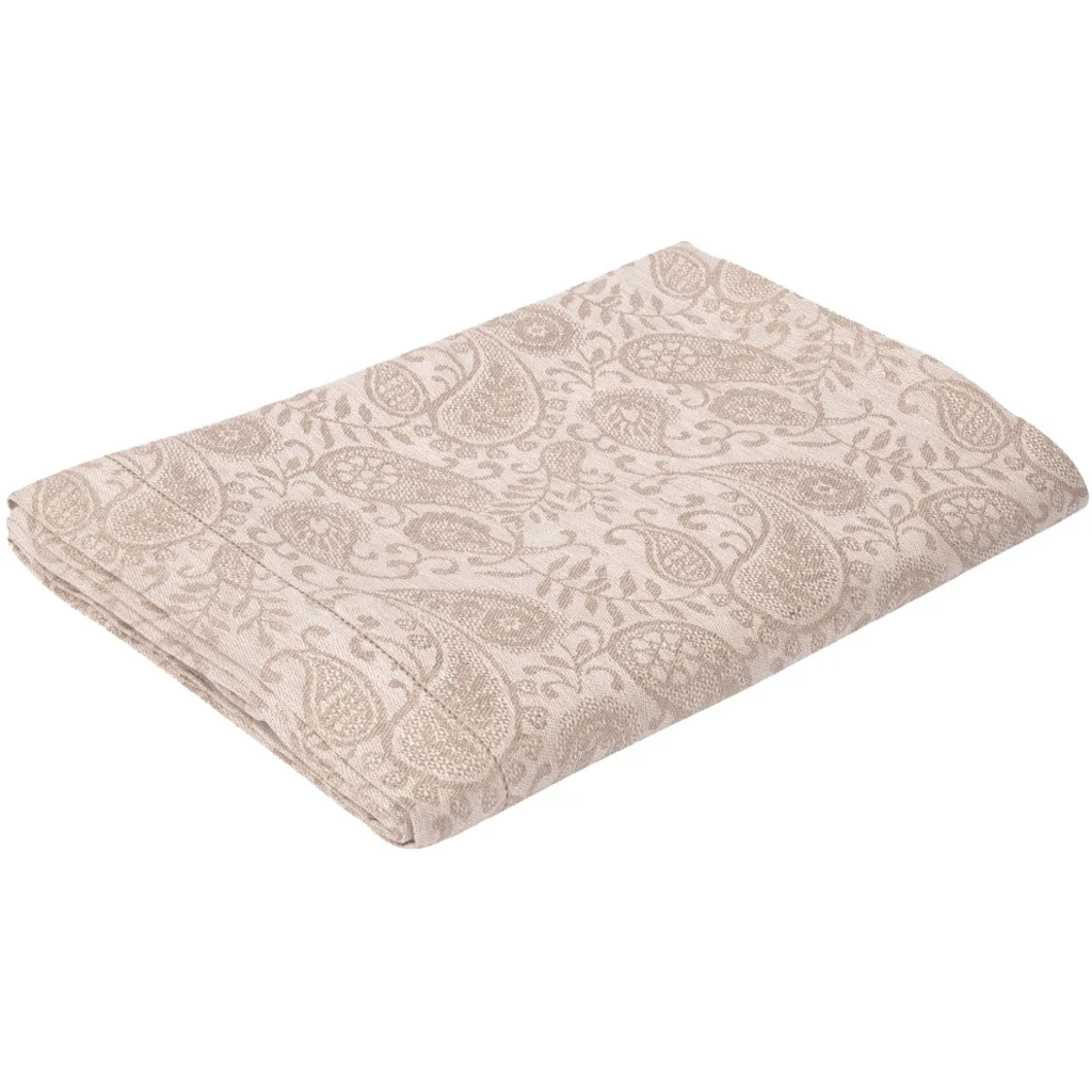 Leinen Jacquard Tischdecke AGILA in Beige Muster Paisley von Erika Vaitkute Größe 140x140 cm