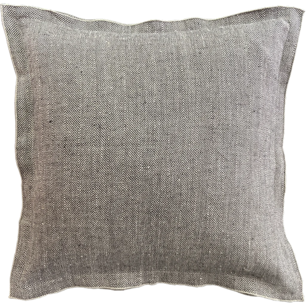 Leinen Kissenhülle mit Fischgrät-Muster 2er-Pack in Grau+Beige Muster Fischgrät von Erika Vaitkute Größe 40x40 cm