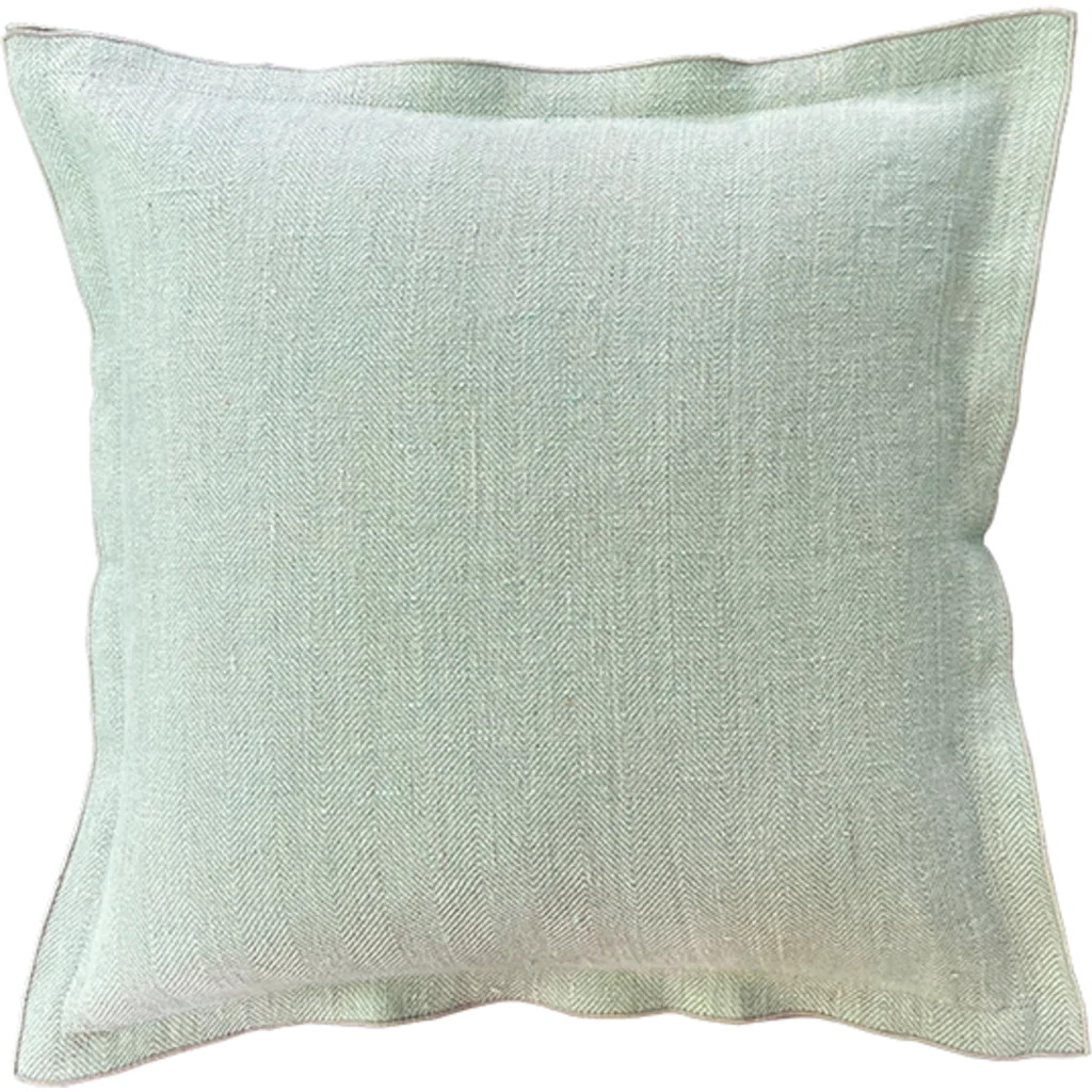Leinen Kissenhülle mit Fischgrät-Muster 2er-Pack in Mint+Beige Grün+Beige Muster Fischgrät von Erika Vaitkute Größe 40x40 cm