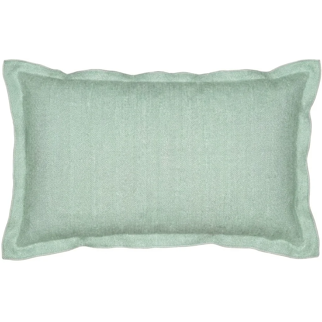 Leinen Kissenhülle mit Fischgrät-Muster rechteckig 2er-Pack in Mint+Beige Grün+Beige Muster Fischgrät von Erika Vaitkute Größe 40x60 cm