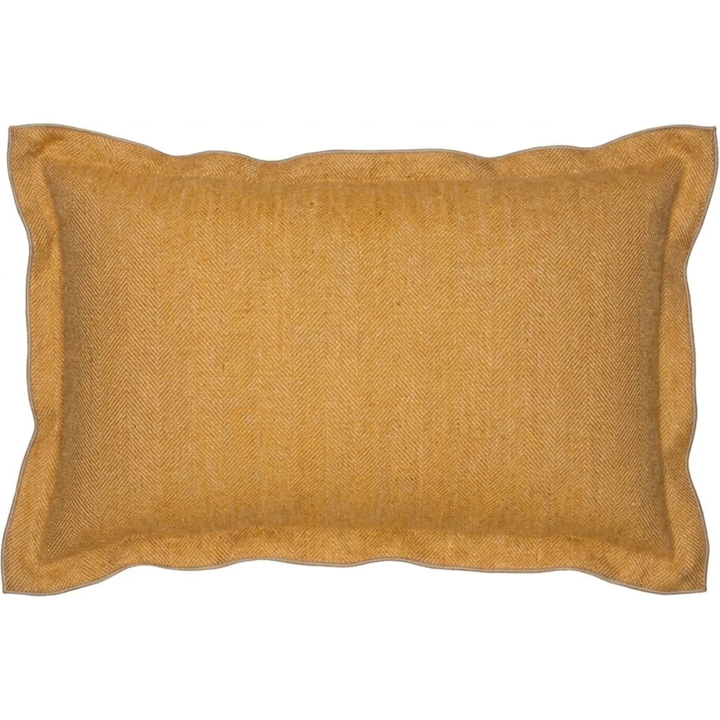 Leinen Kissenhülle mit Fischgrät-Muster rechteckig 2er-Pack in Senfgelb+Beige Gelb+Beige Muster Fischgrät von Erika Vaitkute Größe 40x60 cm