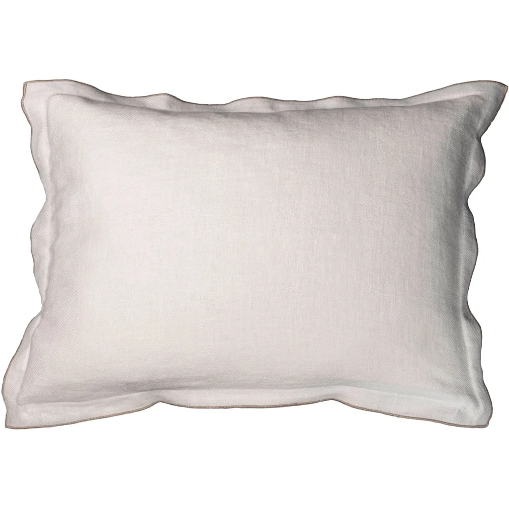Leinen Kissenhülle mit Fischgrät-Muster rechteckig 2er-Pack in Weiß+Beige Muster Fischgrät von Erika Vaitkute Größe 40x60 cm