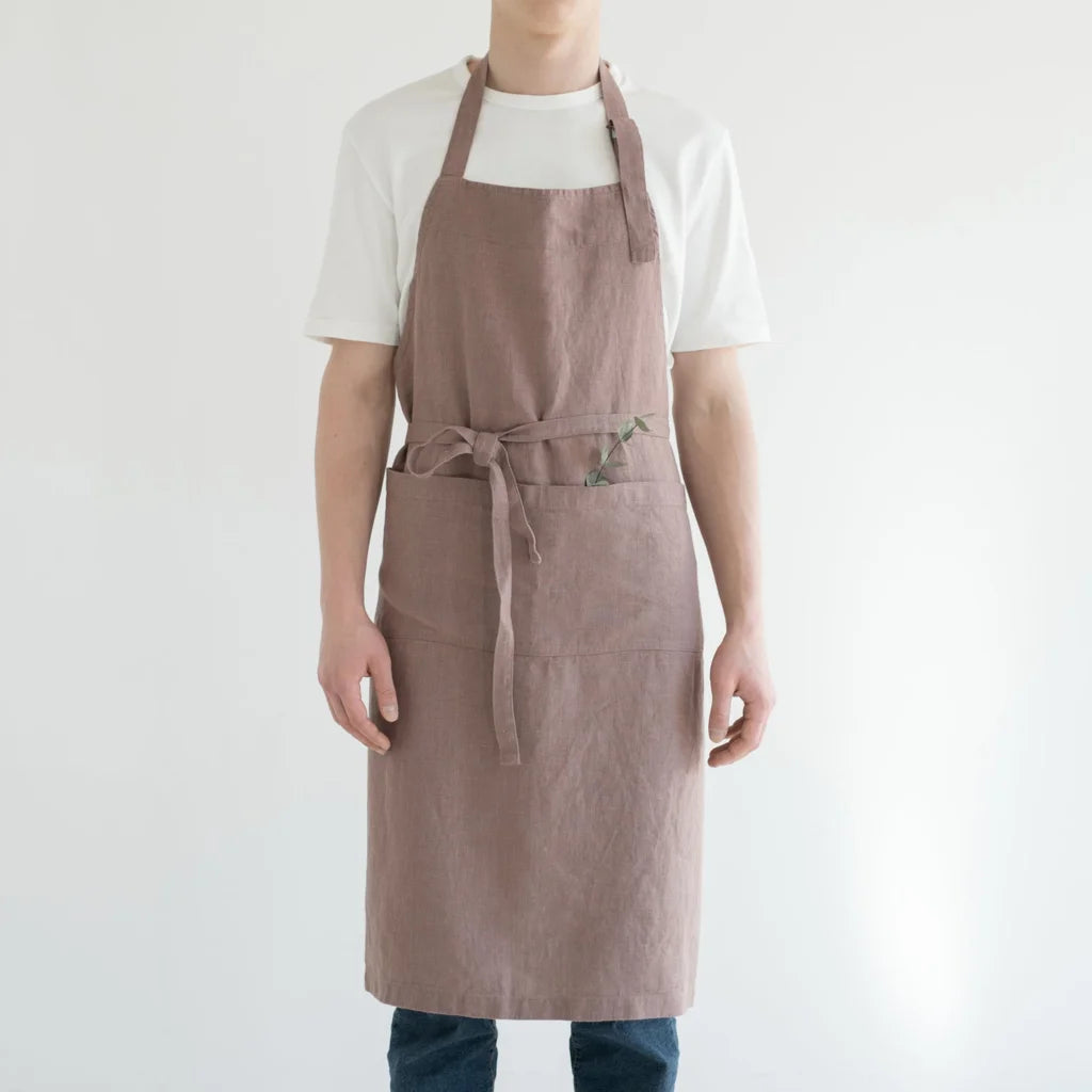 Leinen Kochschürze in Altrosa Rosa von Linen Tales Größe 100 cm breit+ 98 cm lang