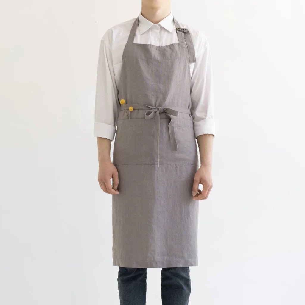 Leinen Kochschürze in Grau von Linen Tales Größe 100 cm breit+ 98 cm lang