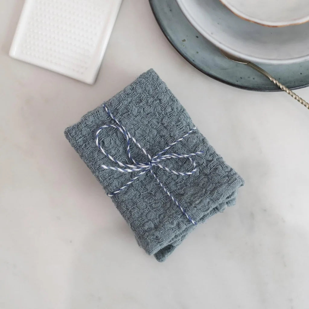 Leinen Spüllappen 2er-Pack in Taubenblau Blau von Linen Tales Größe 26x26 cm