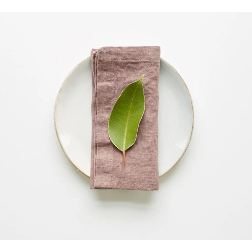 Leinen Stoffserviette 2er-Pack in Altrosa Rosa von Linen Tales Größe 55x55 cm