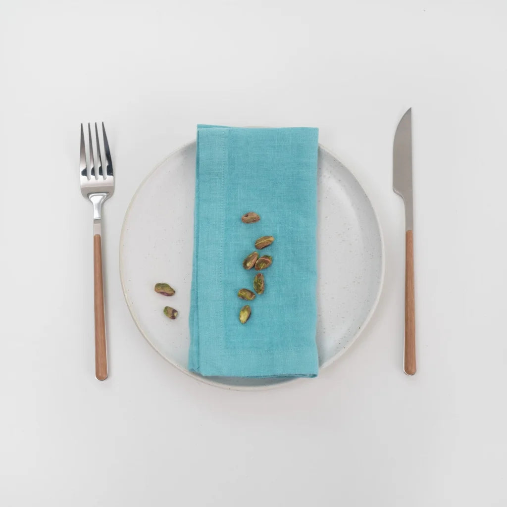 Leinen Stoffserviette 2er-Pack in Atlantik Blau von Linen Tales Größe 50x50 cm