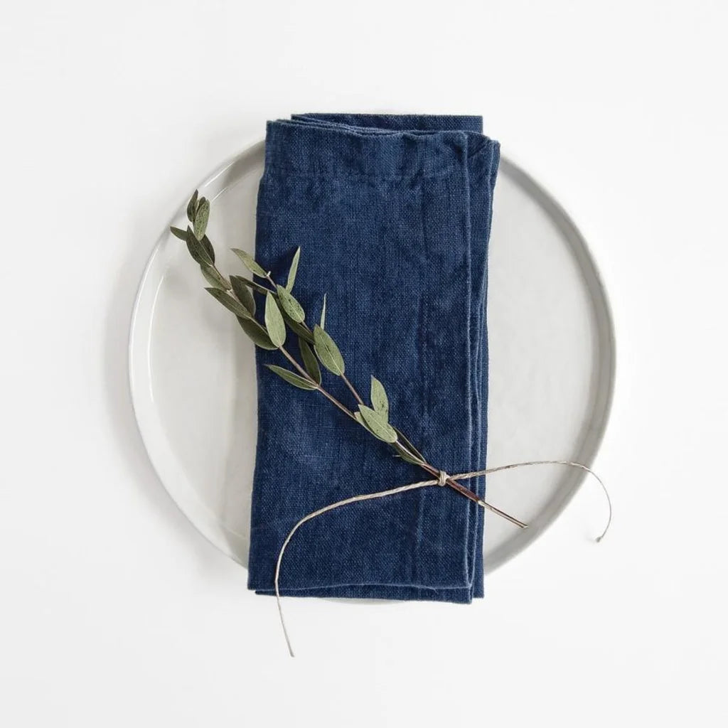 Leinen Stoffserviette 2er-Pack in Dunkelblau Blau von Linen Tales Größe 50x50 cm