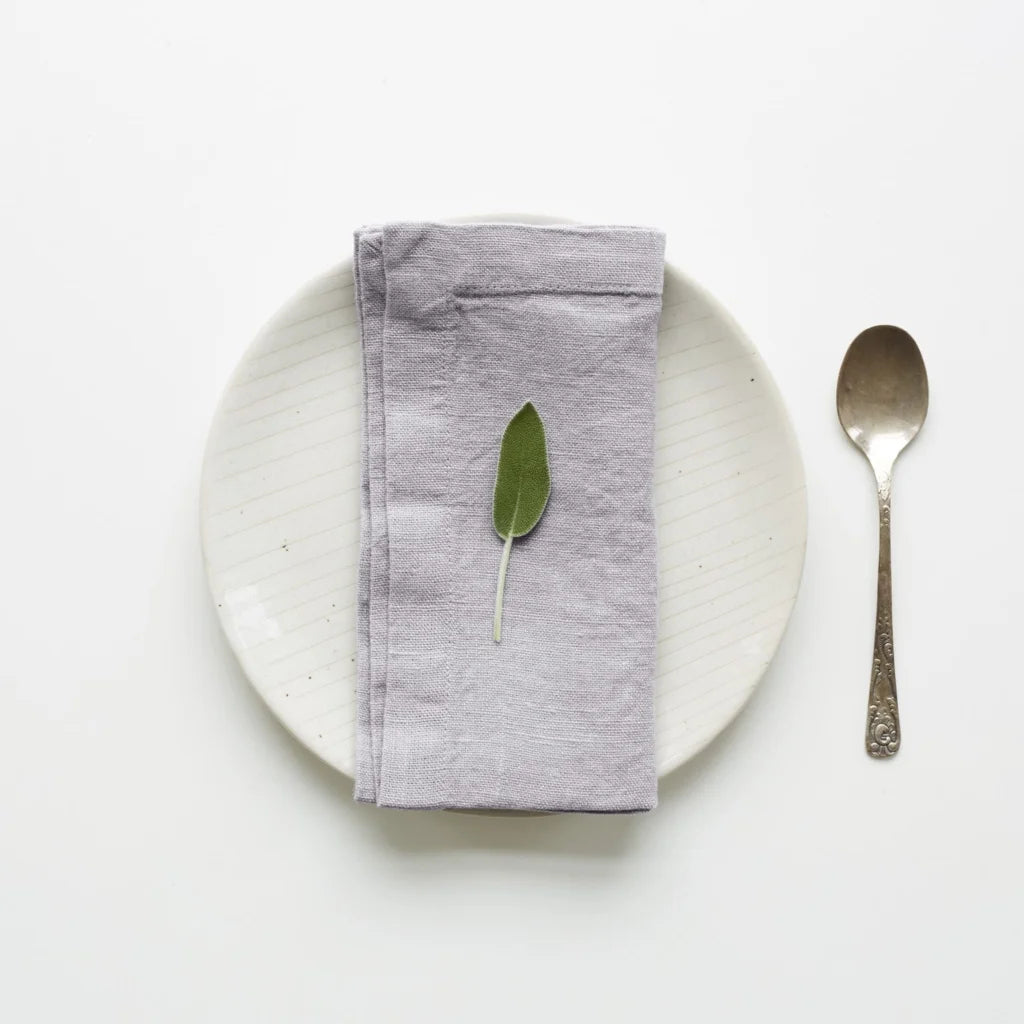 Leinen Stoffserviette 2er-Pack in Hellgrau Grau von Linen Tales Größe 45x45 cm