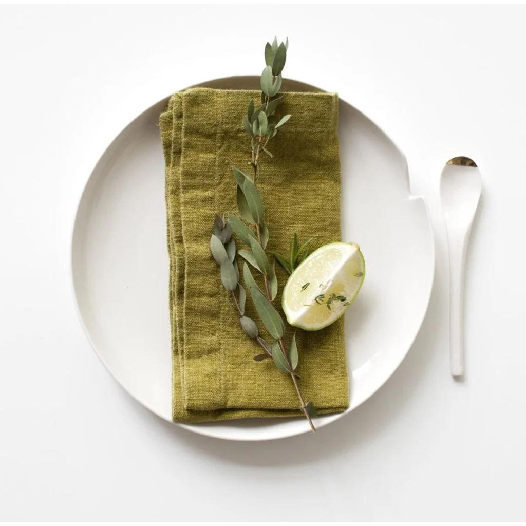 Leinen Stoffserviette 2er-Pack in Moosgrün Grün von Linen Tales Größe 55x55 cm