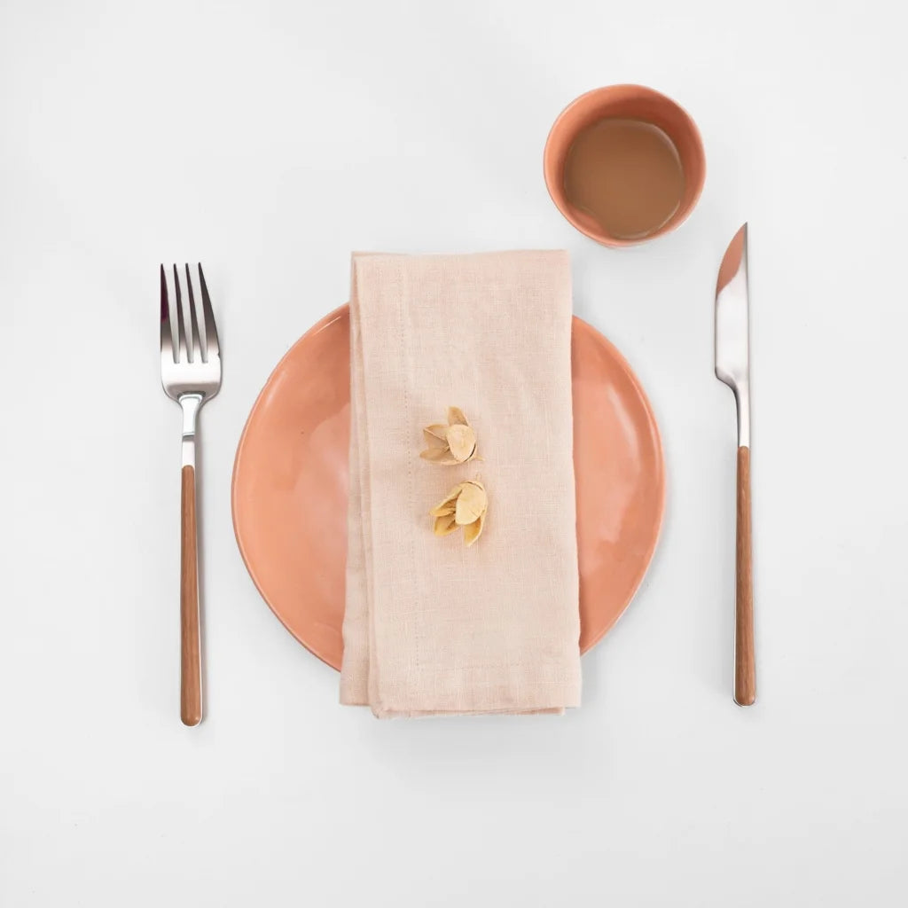 Leinen Stoffserviette 2er-Pack in Sand von Linen Tales Größe 55x55 cm