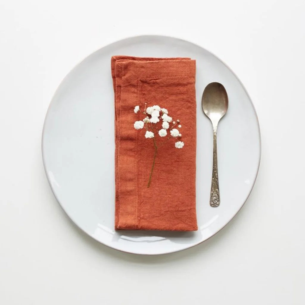 Leinen Stoffserviette 2er-Pack in Terra Orange von Linen Tales Größe 45x45 cm