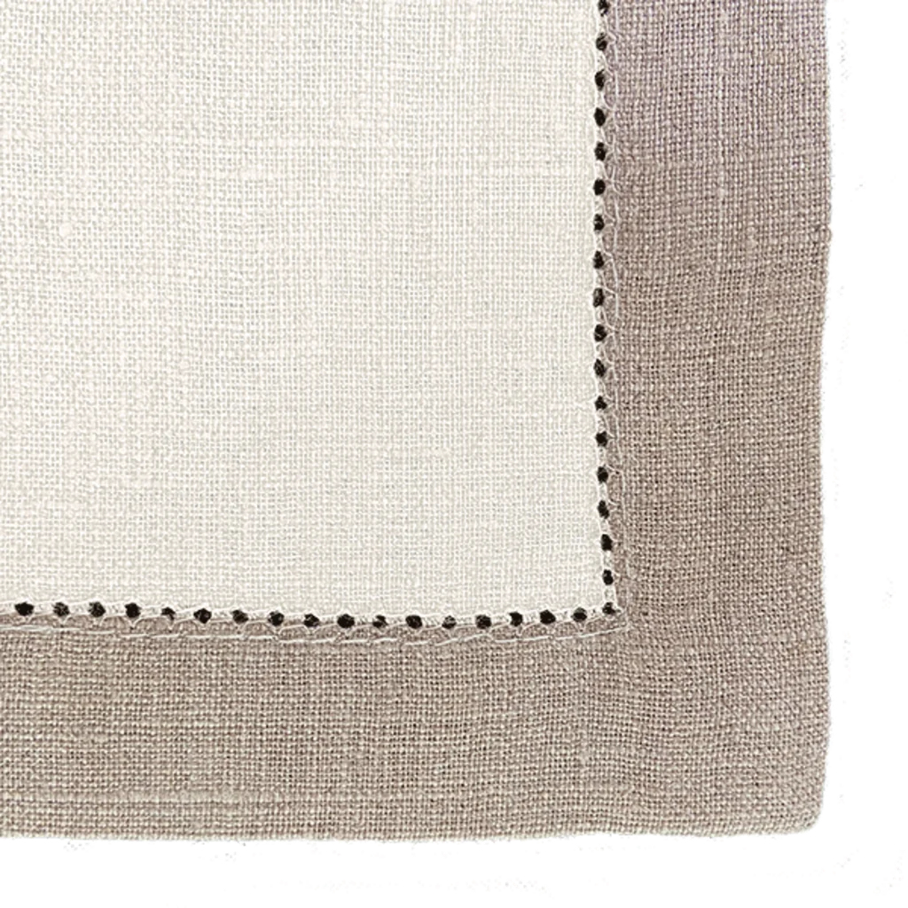 Leinen Stoffserviette ALANTA 6er-Pack in Creme+Beige von Erika Vaitkute Größe 42x42 cm