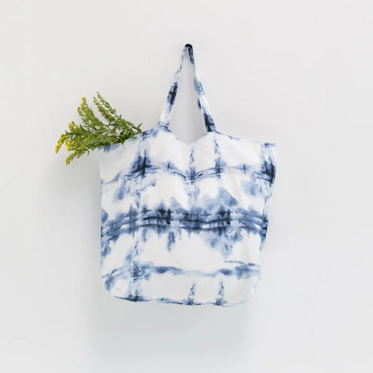 Leinen Tasche Farbverlauf in Weiß+Blau Muster Farbverlauf von Linen Tales Größe 54 cm breit+ 60 cm lang