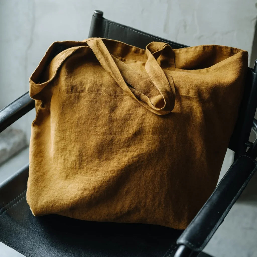 Leinen Tasche in Bronze Gelb von Linen Tales Größe 54 cm breit+ 60 cm lang